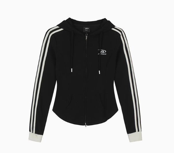 Vintage Women's Sunken Stripe Knitted Hooded Jacket