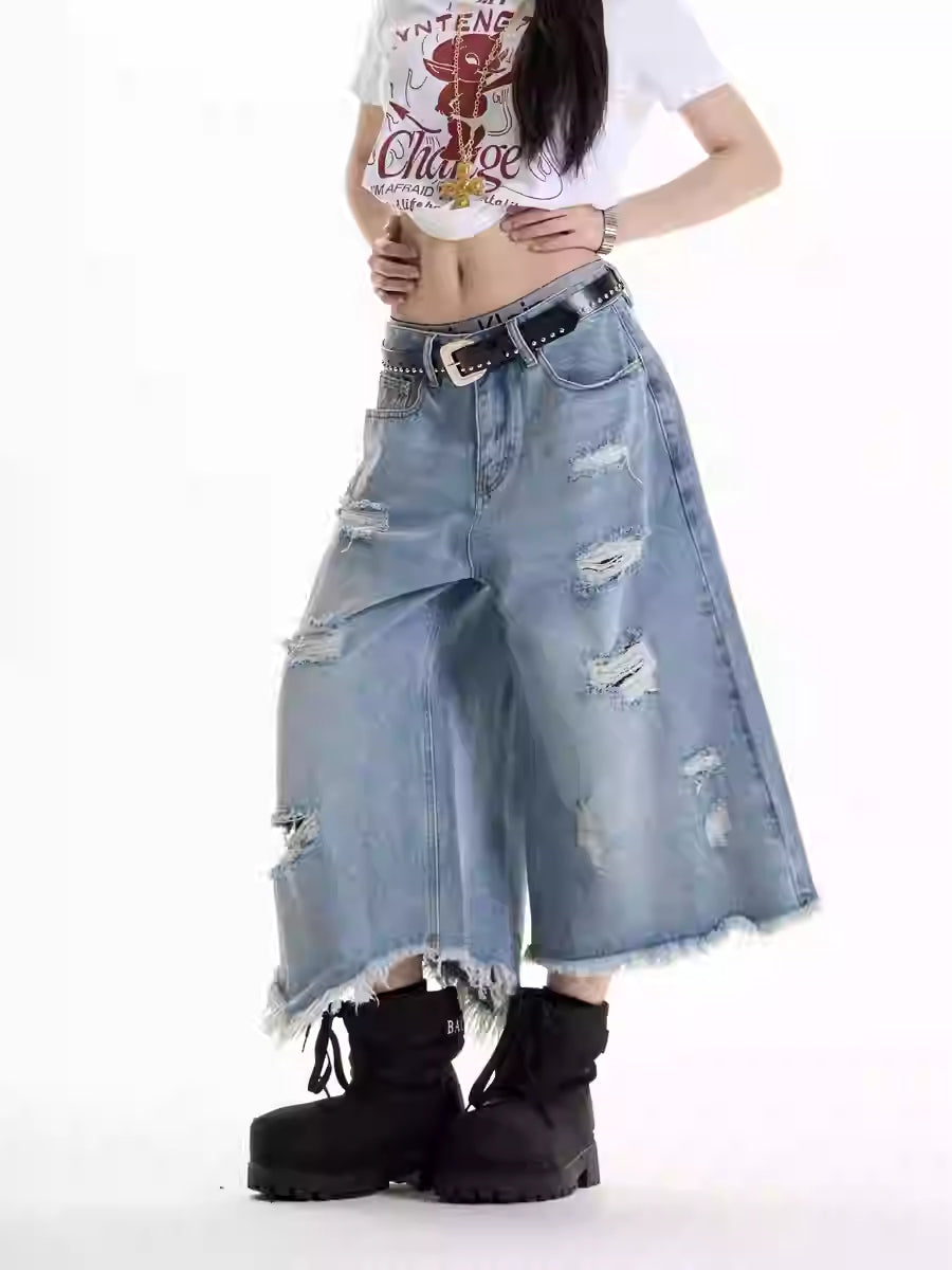 American Retro Hot Girl Ripped Design Jeans