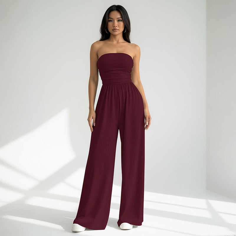 Stretchy Loose Wide Leg Jumpsuit Pants