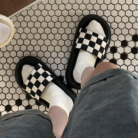 Non-slip Outer Wear Soft Bottom Checkerboard Sandals