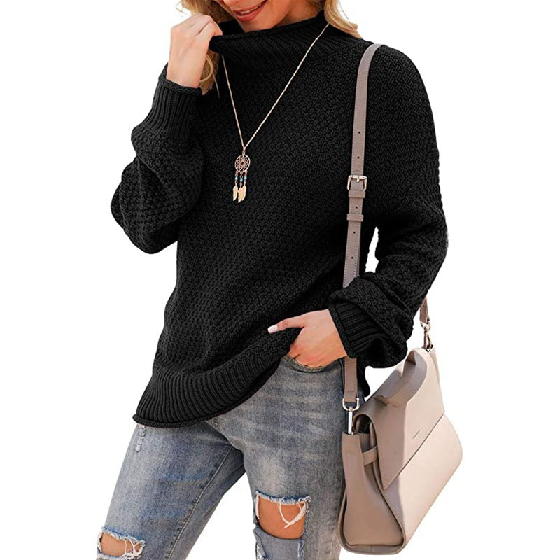 Half Turtleneck Plus Size Batwing Long Sleeve Pullover Loose Sweater