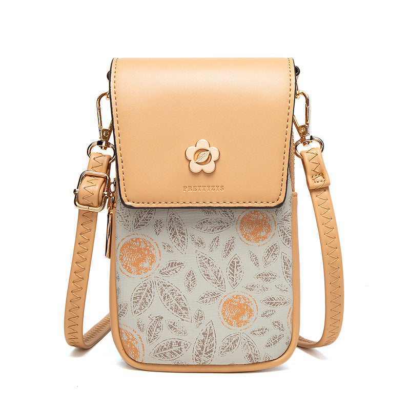 Women's Korean Style PU Printed Zipper Buckle Crossbody Bag