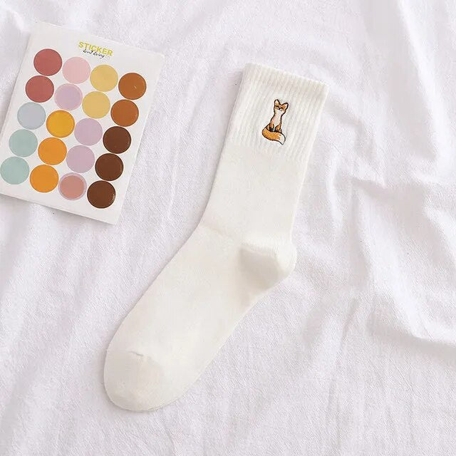 Women's Fashion Thin Embroidery Silk Socks