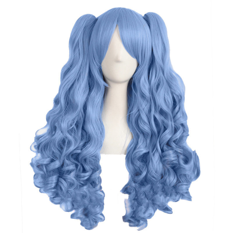 Big wave wig set double ponytail
