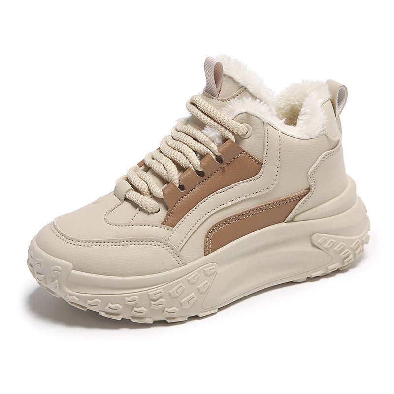 Female Fleece-lined Warm Leisure Sports Cotton Shoes