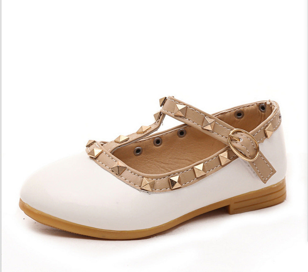Korean version of the autumn children's shoes fashion explosion models girls single shoes wholesale rivet dance princess shoes direct sales
