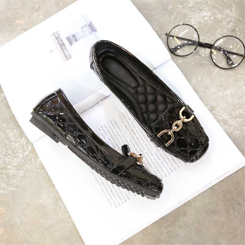 Soft bottom shoes series autumn Korean mother metal buckle shoes shoes size square shoes