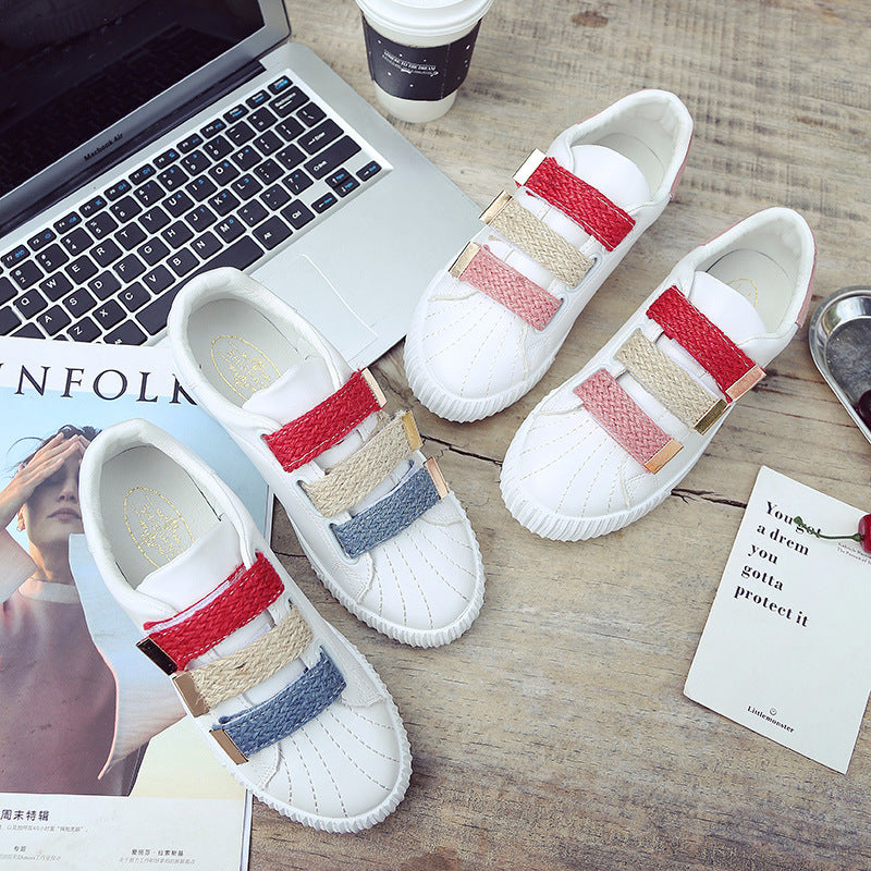 The autumn new all-match Velcro white shoes sports shoes casual shoes tide Korean students 661