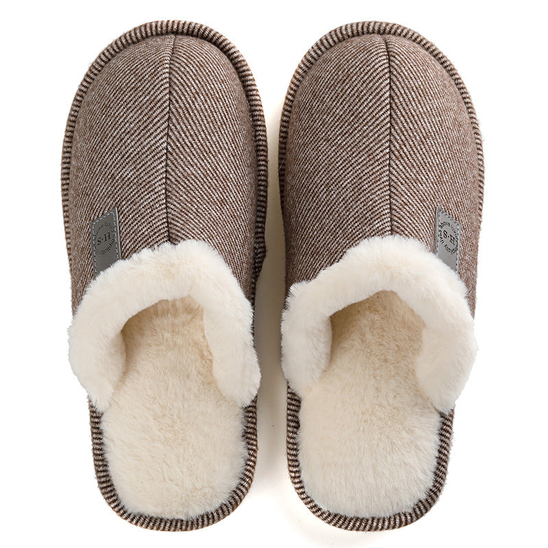 Autumn and winter plus velvet warm cotton slippers