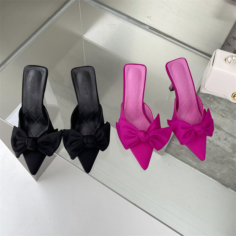 New Style Of Large Heels And Small Bow Sandals