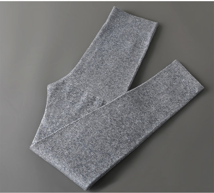 Efterårs- og vinter-dameuld-bukser varme ni-punkts leggings