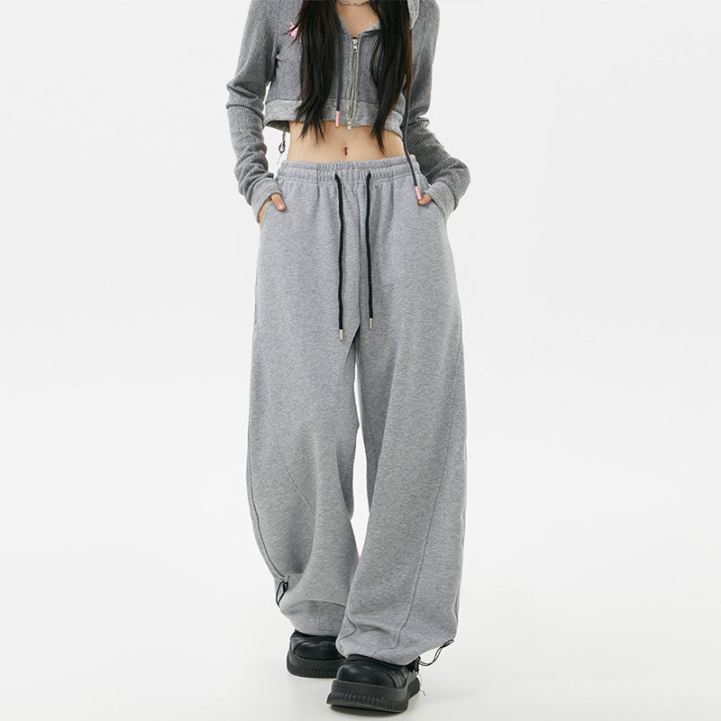 Sweatpants Female Gray Draping Sports Pants