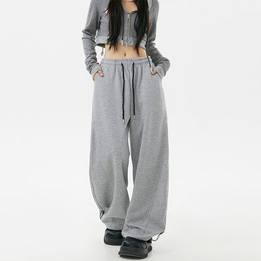 Sweatpants Female Gray Draping Sports Pants