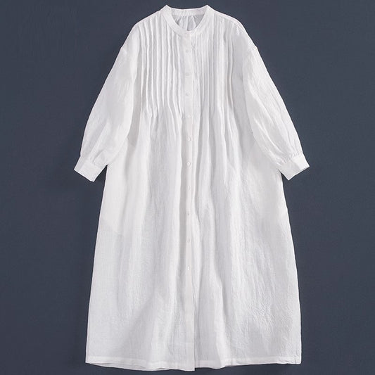 Versatile Casual White Long Shirt Dress