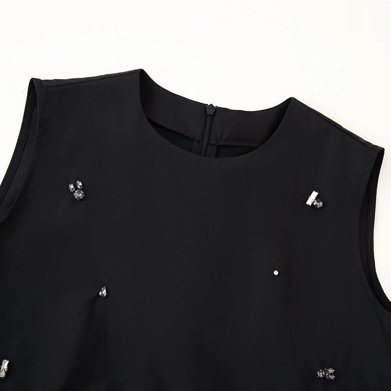 Irregular Design Beaded Ruffled Sleeveless Shirt For Women