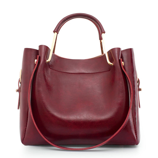 new fashion handbags Sanjiantao retro all-match single shoulder bag simple oil wax portable Tote Bag