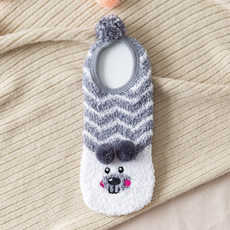 Coral fleece plus fleece padded floor boat socks
