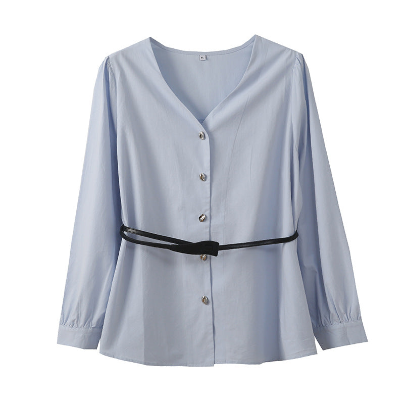 Women's Loose Casual V-neck New Waist-tucked Top