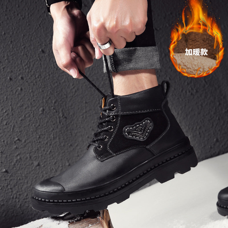 Men's casual plus fleece boots