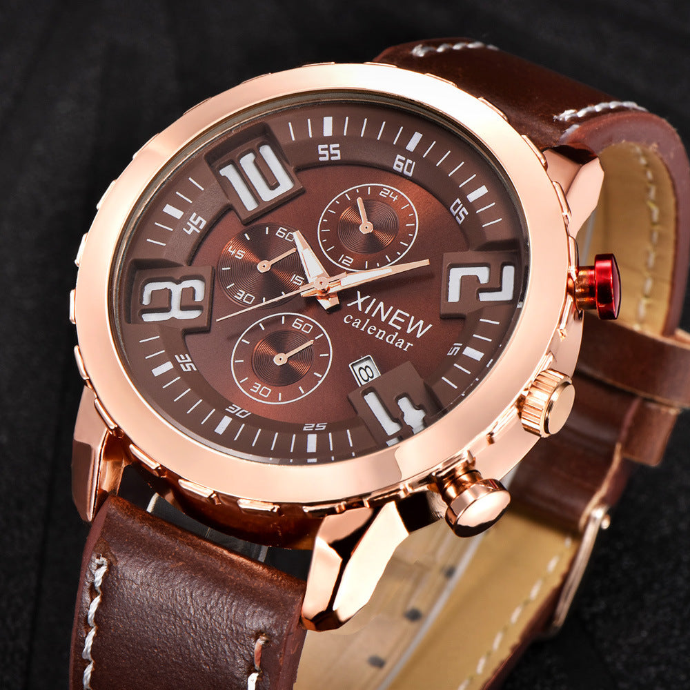 watch brand foreign trade belt calendar quartz watch Amazon's explosion spot one generation