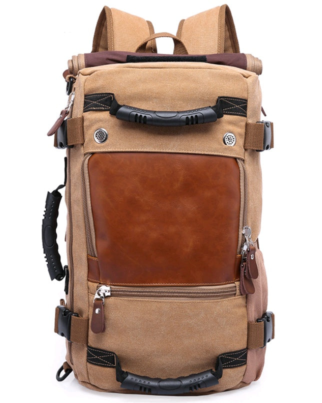 Large-capacity backpack canvas men's backpack multi-function shoulder computer backpack outdoor travel bag