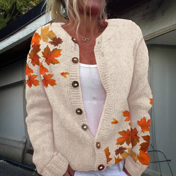 Digitaltryk Cardigan Strikket Frakke Imitationssweatere Dametøj 3D