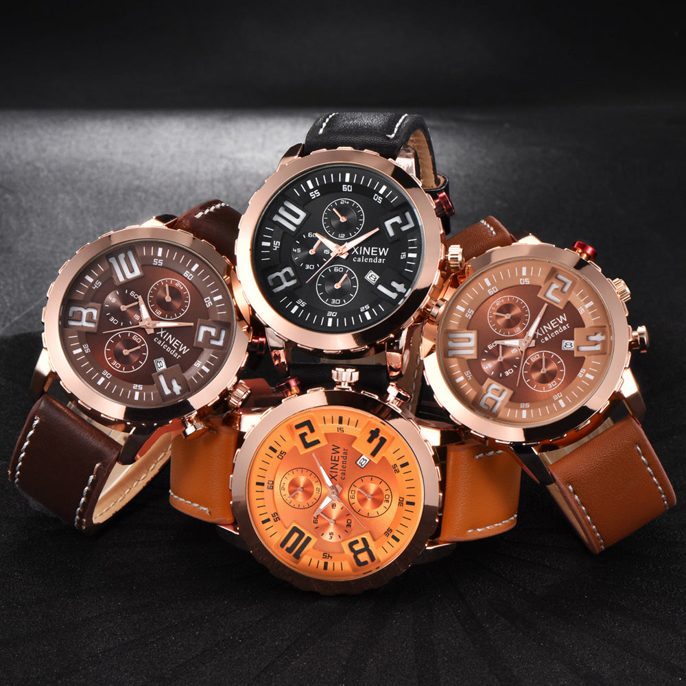 watch brand foreign trade belt calendar quartz watch Amazon's explosion spot one generation