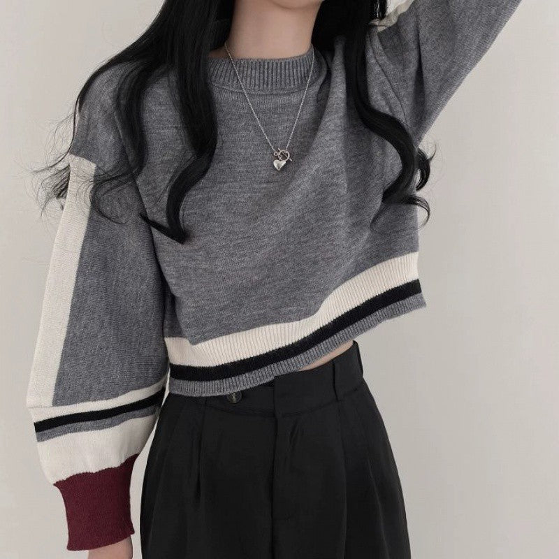 Sweater til kvinder med korte lygteærmer, løs og afslappet stil