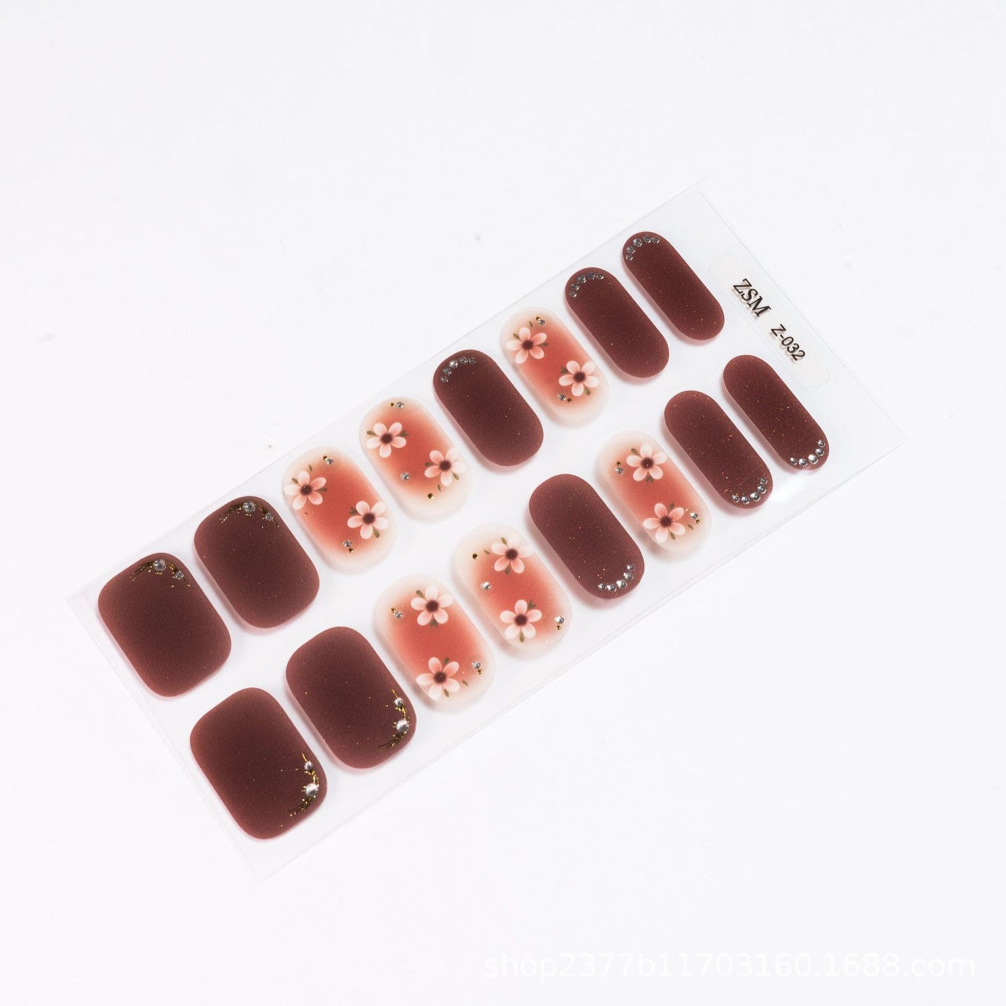 16 Finger Diamond Nail Sticker 3D Waterproof