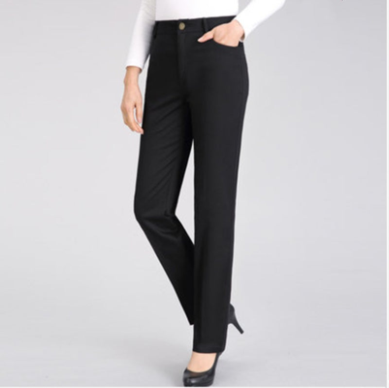High Waist White Loose Straight Trousers