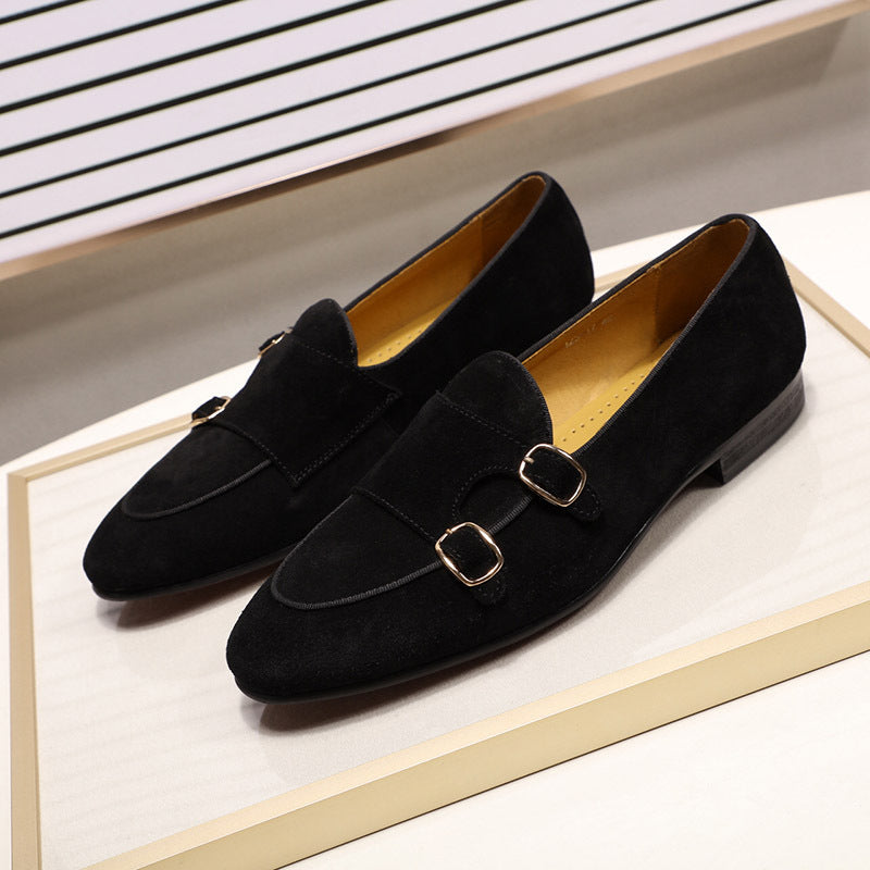 Frosted Leather Cow Suede High-end Dinner Wedding Leather Shoes