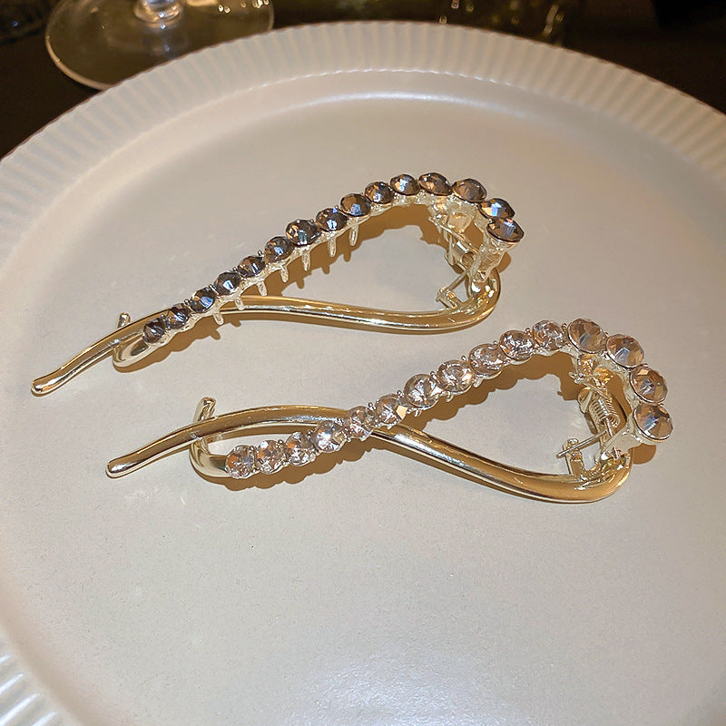 Delicate Diamond Inlaid Geometric Fashion Hairpin Metal