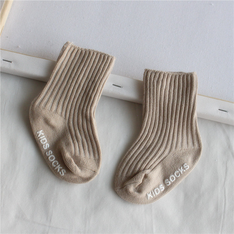 Double Needle Loose Mouth Plain Newborn Childrens Socks