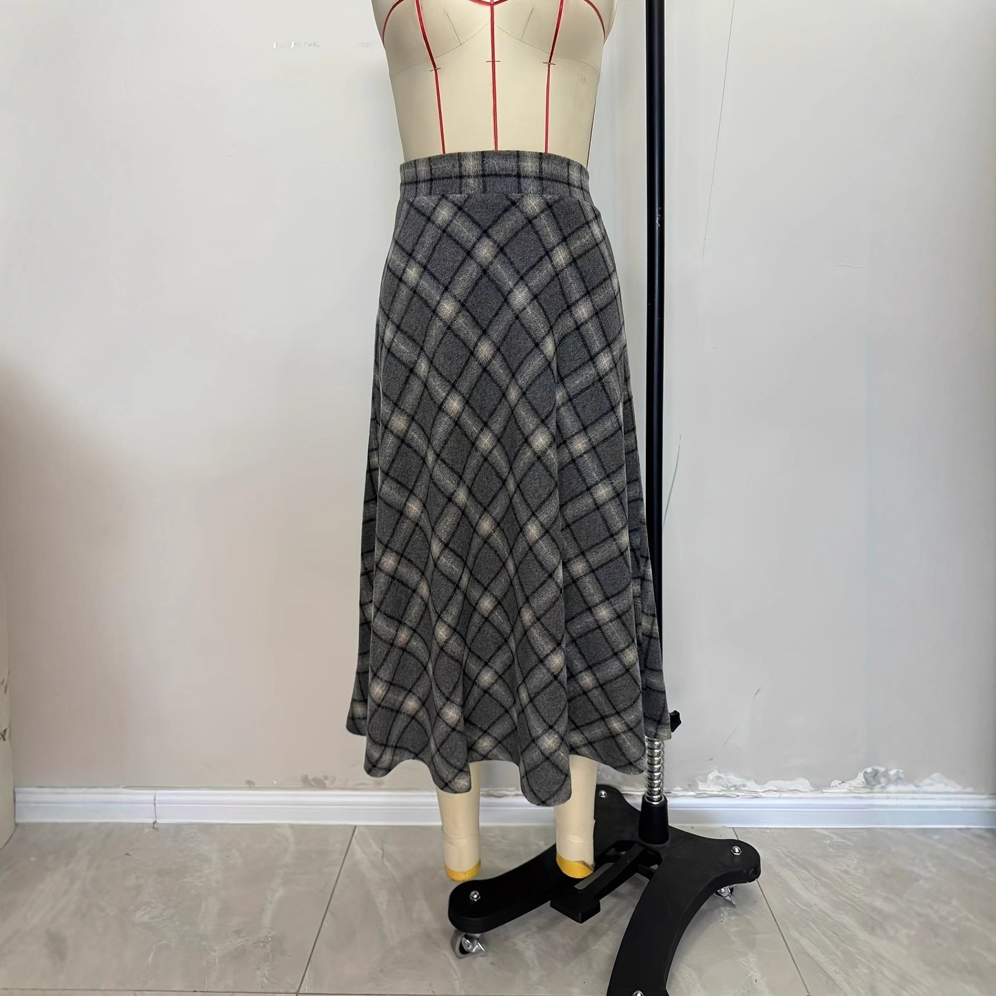Women's Plaid Wool Wool Blend Skirt