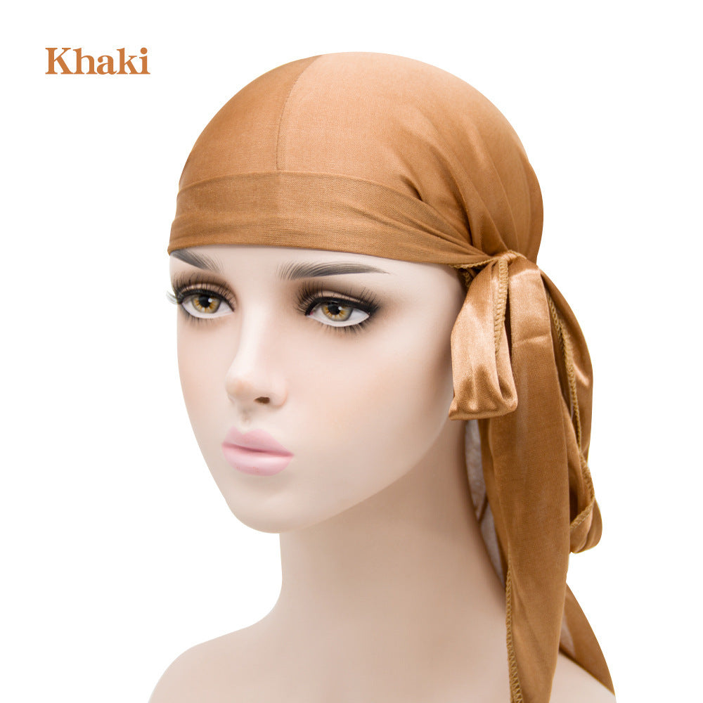 Unisex Satin Hovedbeklædning med Lang Hale  Strækbar Pirathat Og Hip Hop Turban til Mænd Og Kvinder, Elastisk Bandanahue til Kostume Og Mode