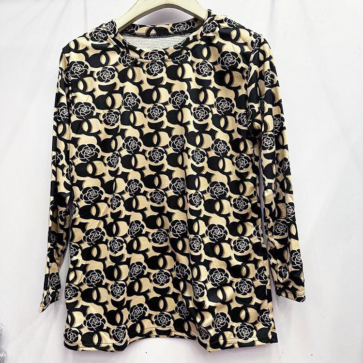 Skin-friendly Cotton Printed Long Sleeve Western Style Youthful-looking Loose Top