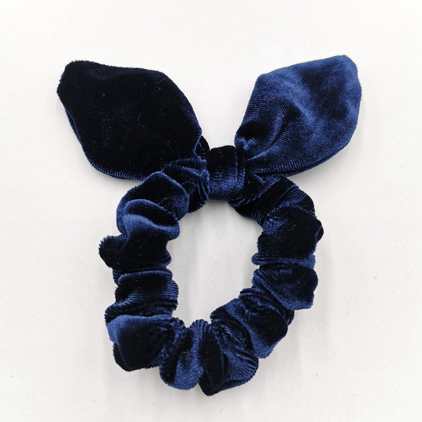Simple Women's Gold Velvet Bunny Ear Hair Tie