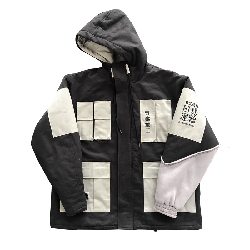 Men's loose multi-pocket cotton coat