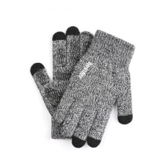 Touch screen gloves men's winter non-slip driving female students knitting wool couple plus velvet warm outdoor riding gloves