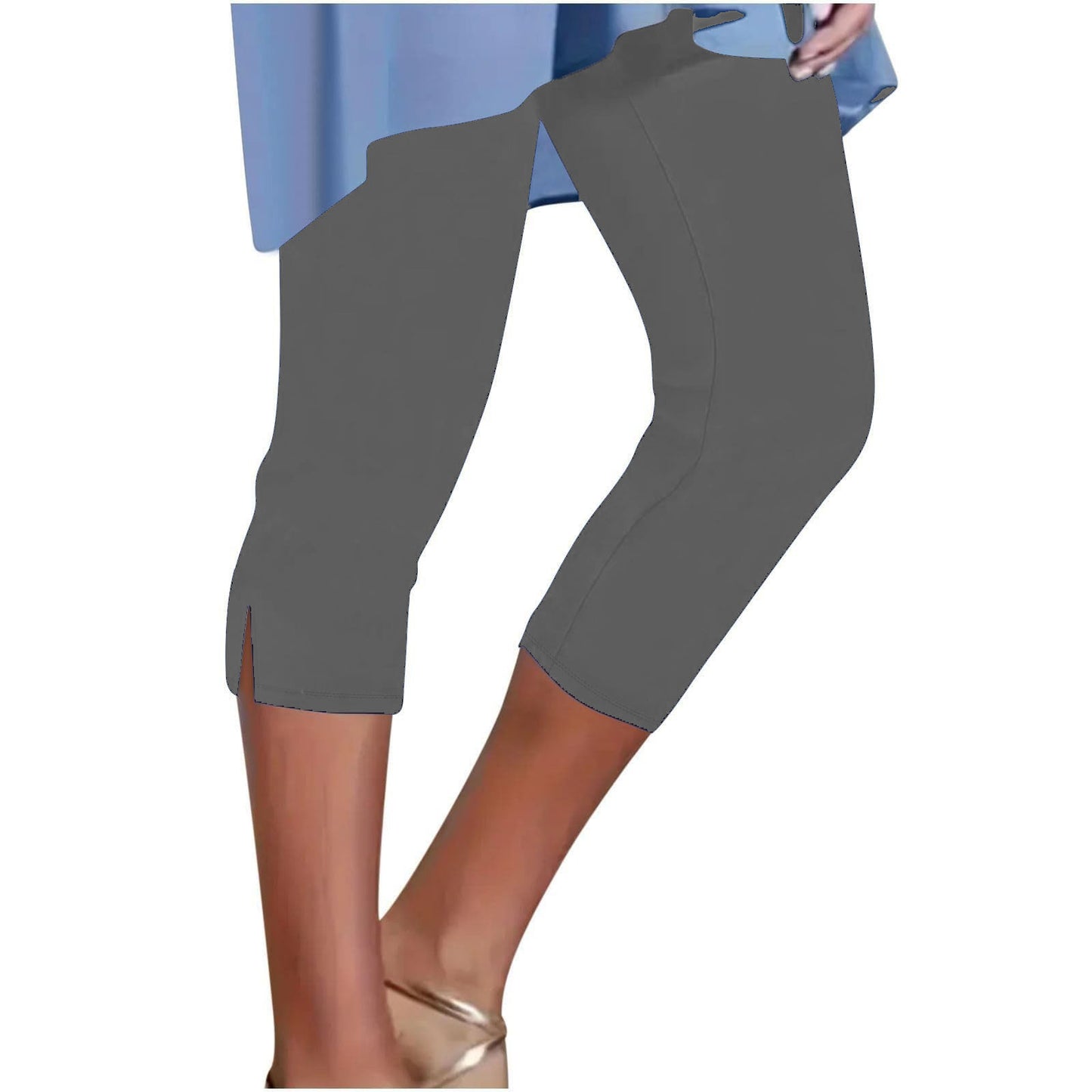 Women's Solid Color Breathable Slimming Split Cropped Pants