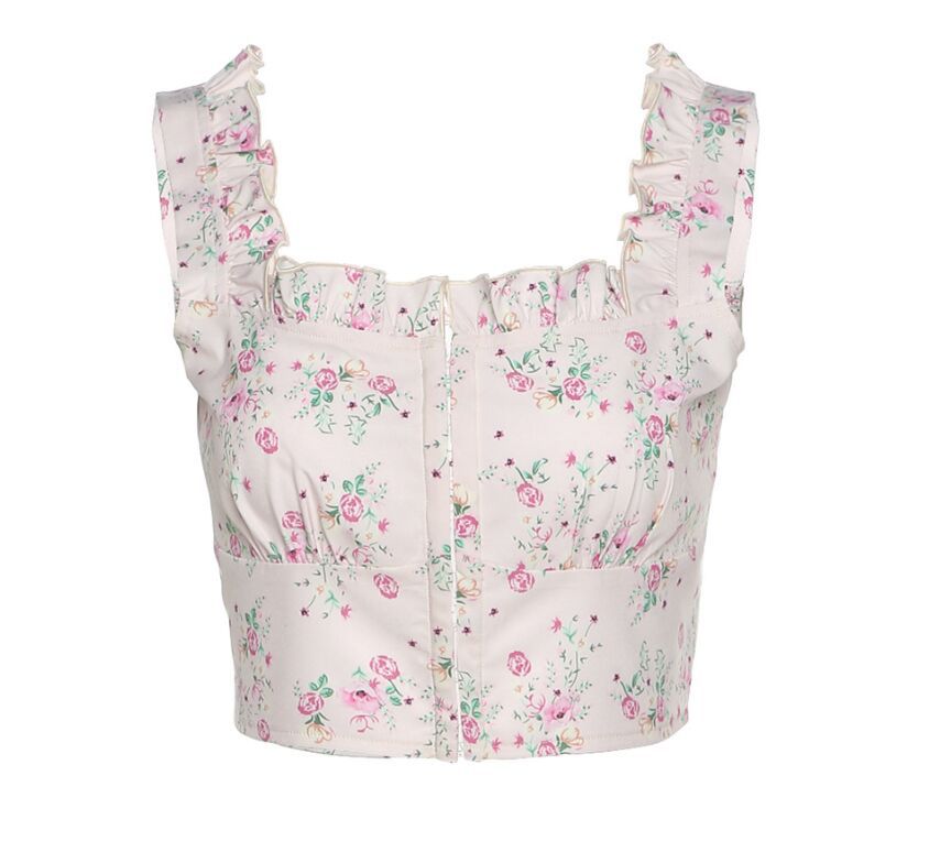 Printed Panel  Navel Suspender Vest