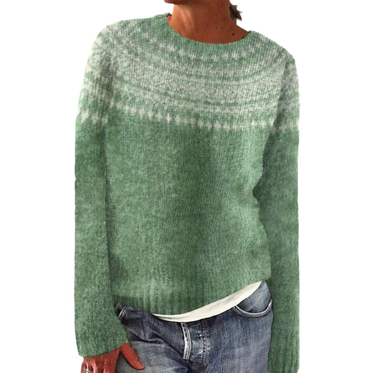 Round Neck Multicolor Loose Fashion Pullover Sweater