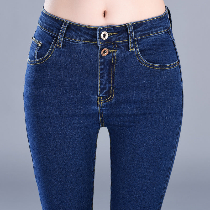 Spring new high waist elastic slim pencil pants
