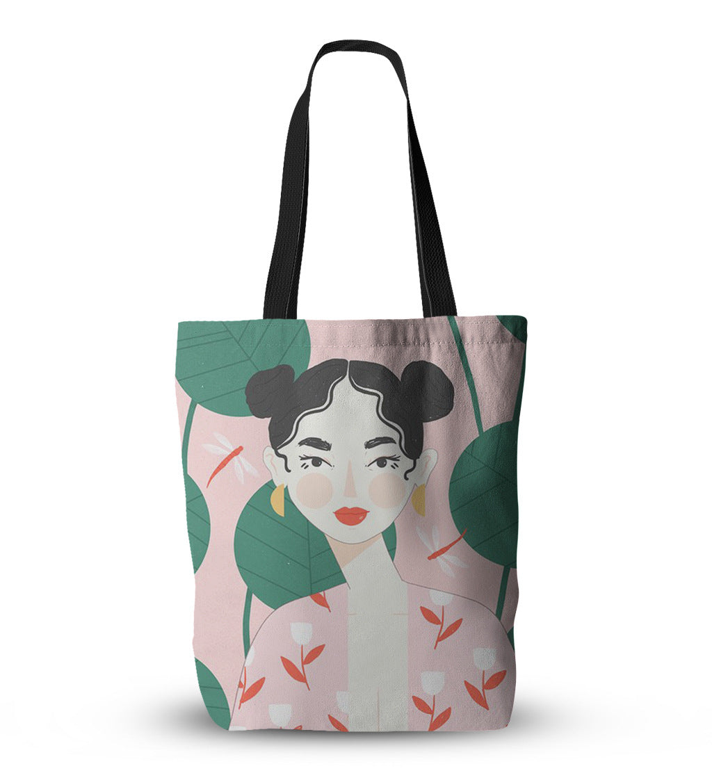 New oil painting girl canvas bag