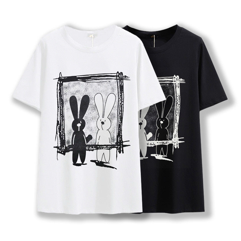 Summer New Style Fat Sister Rabbit Vintage Print Cotton