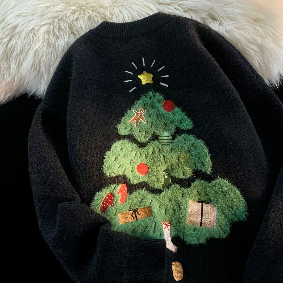 Jul design fornemmelse efterår og vinter løs par strik sweater