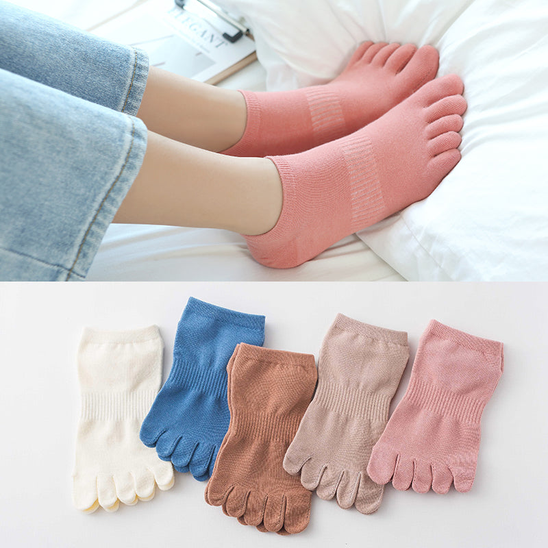 Ladies mid-tube cotton five-finger socks