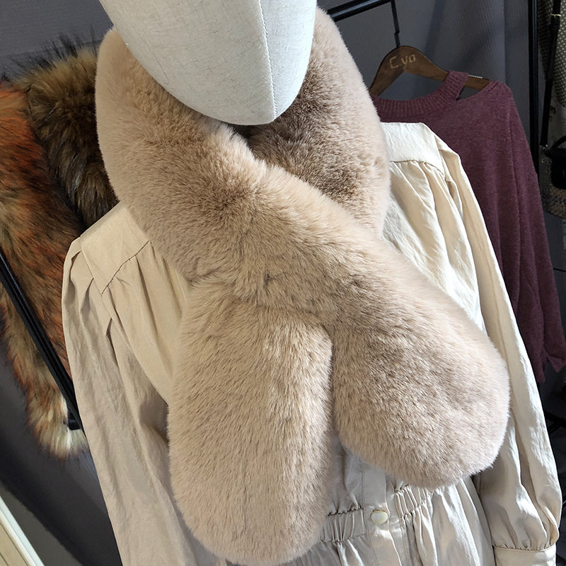 Warm And Thick Imitating Fox Fur Straw And Fur Scarf