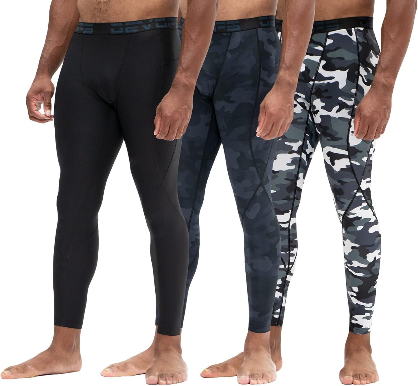 2 or 3 Pack Men'S Compression Pants Athletic Leggings with Pocket/Non-Pocket