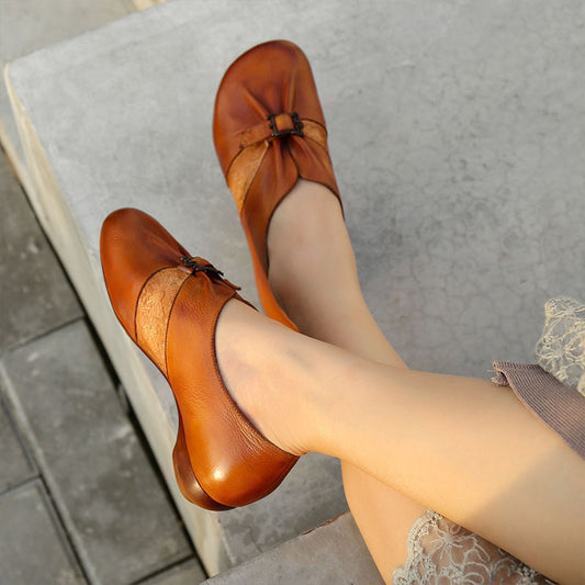 Retro women's shoes low-top round toe single shoes